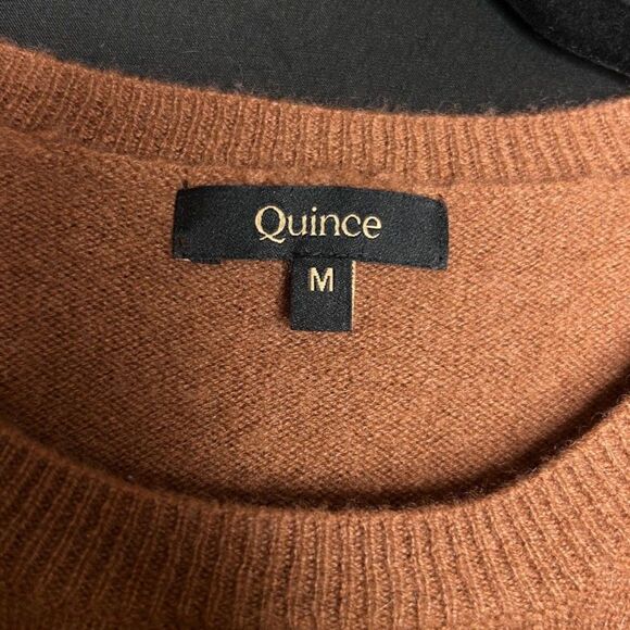 Quince Womens Chestnut Mongolian Cashmere Long-Sleeved Soft Crewneck Sweater - M - Picture 5 of 9